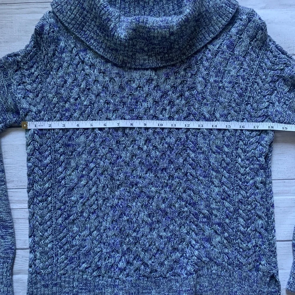 American Eagle Outfitters Heather Blue Knit Cowl Neck Sweater in M